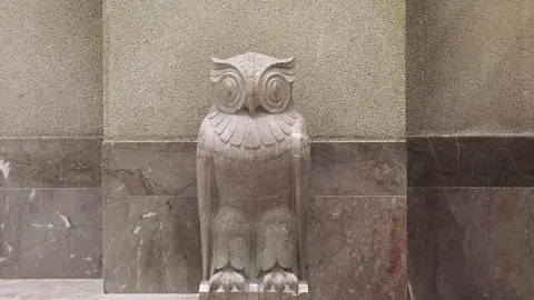 Detail of owl sculpture for the balconies of central library
