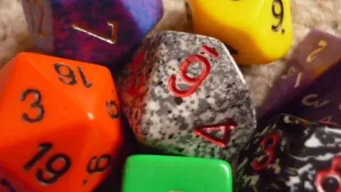 Multicolored set of dice.