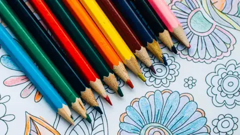 Colored pencils on a table