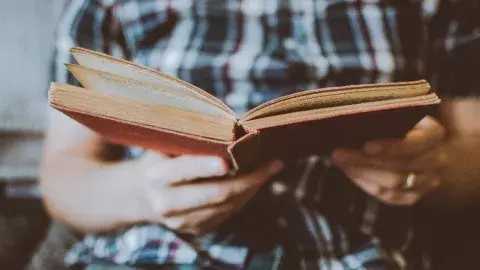 Book club plaid man reading
