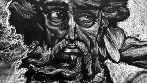 Chalk Drawing on black background