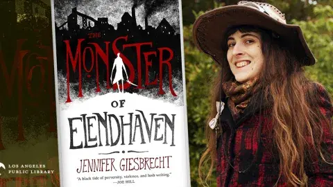 Jennifer Giesbrecht and her first book, The Monster of Elendhaven