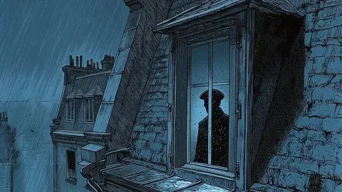 silhouette of a man in a window