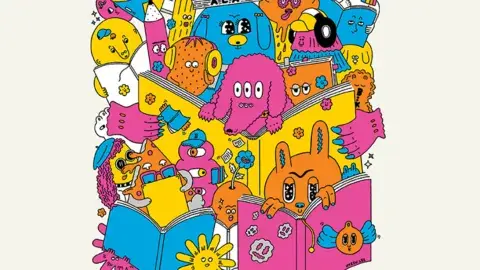 colorful comic of monsters readning books