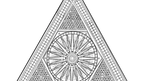 line drawing of the side of the pyramid