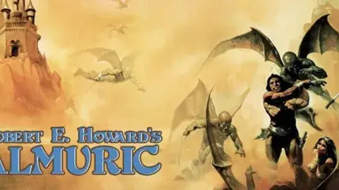 Flying beasts with a castle in the background