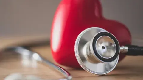 red heart with stethoscope