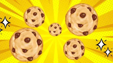 Flying cookies on a yellow background