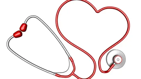 Medical stethoscope arranged in a heart shape