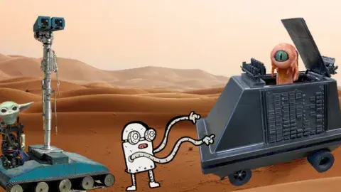 Droid Robots with Mars background