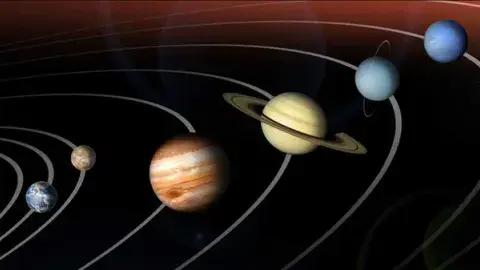 planets in the solar system on a black background 