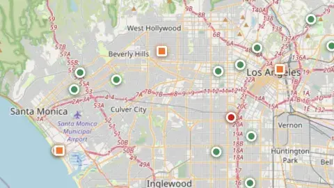 map of Los Angeles and surrounding cities