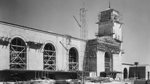 historic photo of Union Station under construciton