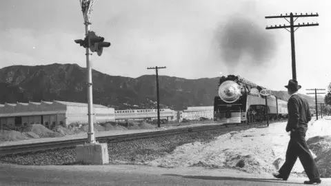 View of the Lockheed Corporation aircraft plant in Burbank