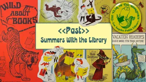 collage of past summer reading program flyers