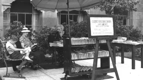 outdoor reading area, 1937