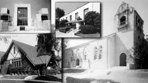 A collage of the various locations of the Hollywood Branch library.
