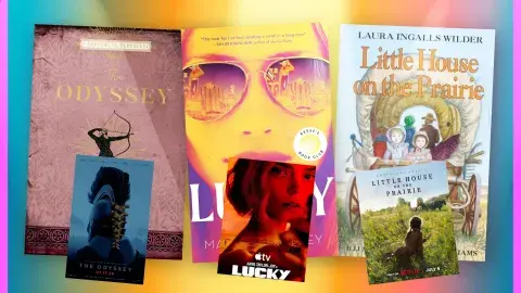 collage of 3 books and their respective movie posters