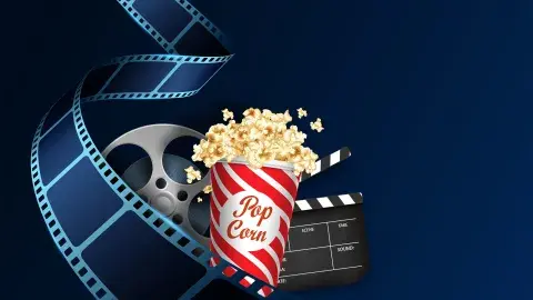 Film with popcorn.