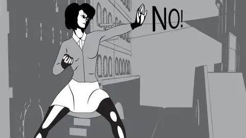 Illustration of woman punching