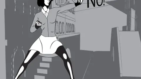 graphic of woman punching