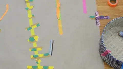 butcher paper decorated with washi tape