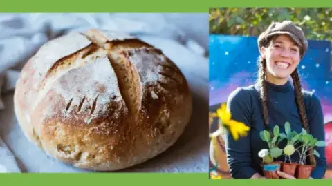 bread next to female