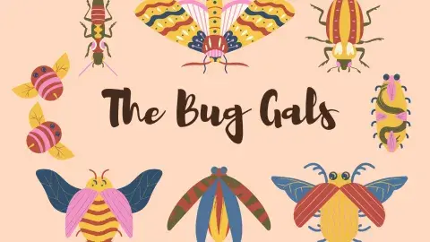 Graphic art of bugs around text
