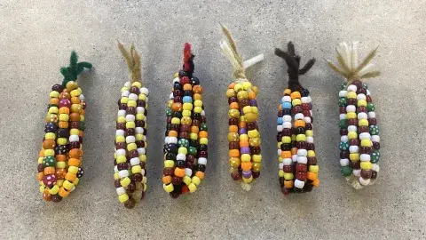 Colorful craft corn made out of color beads and pipe cleaners