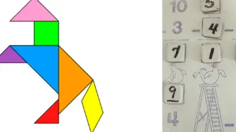 Math shapes and lines of numbers