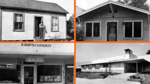 4 previous buildings that housed the Sunland-Tujunga Branch Library.