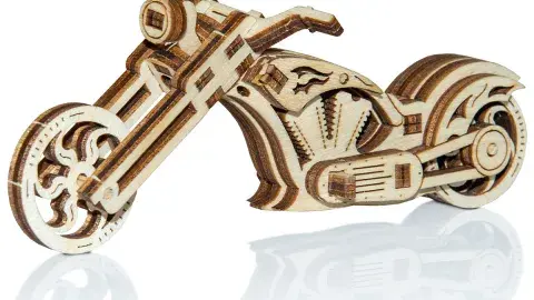 wooden puzzle of a motorcycle