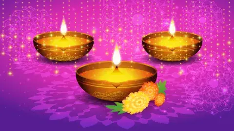 three candles with purple background