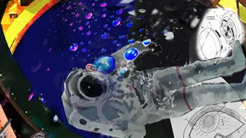 Painting of astronaut