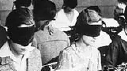vintage photo of people in blindfolds